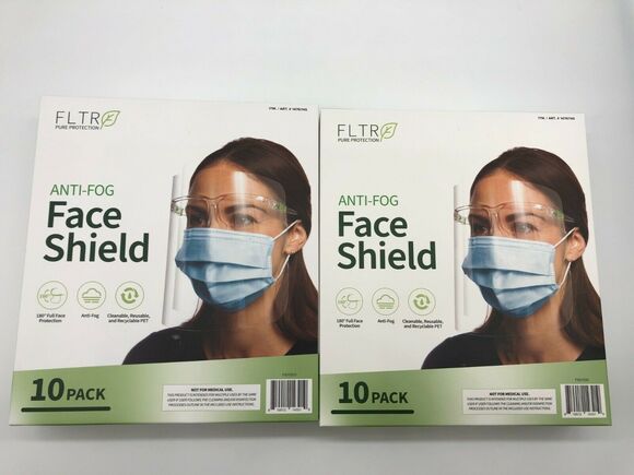 FLTR Accessories - Face Shields 10-pack Barrier Comfort FLTR Pure Protection Anti-Fog Lot of 2